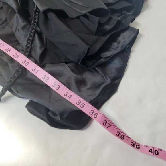 Women's Size Large Mini Ruffled Wrap Dress Black New - Picture 10 of 10
